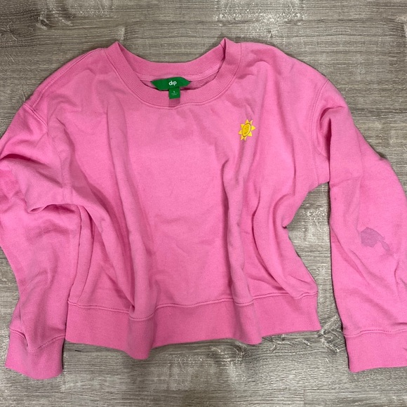Bubblegum pink crop sweatshirt w sun - Picture 1 of 2